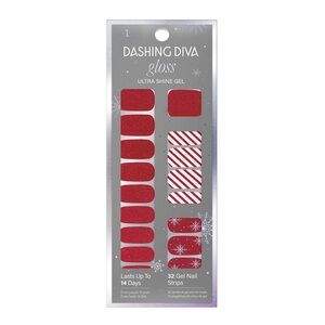 NEW: Dashing Diva MINT WHIRLED - Red Glitter Nail Strips (Valentine Snow Stripe)